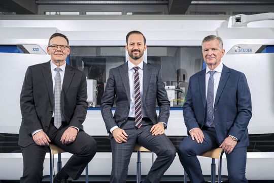 V. l. n. r.: Stephan Stoll (COO), Sandro Bottazzo (CEO) und Daniel Huber (CTO).(Bild:  Fritz Studer AG)
