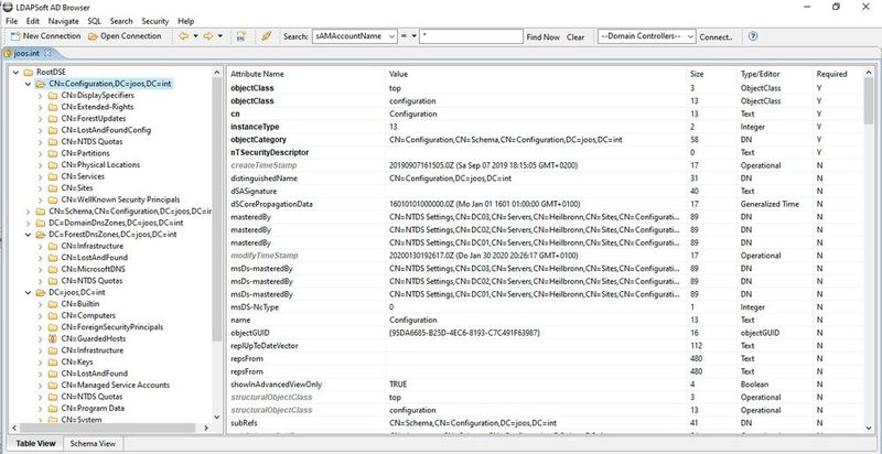 Nach der erfolgreichen Verbindung zeigt LDAPSoft AD Browser den Inhalt von Active Directory in verschiedenen Ansichten an. (Bild: Joos / LDAPSoft)
