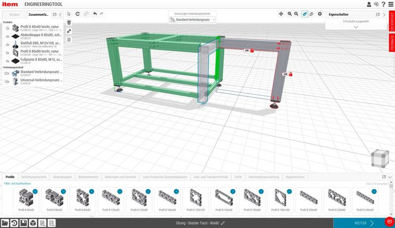 Die neue Platzierungsvorschau im Item-Engineeringtool visualisiert anschaulich, wie Produkte und Baugruppen ausgerichtet werden können. (Bild: Item)
