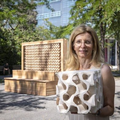 Porous ceramic cubes from the 3D printer use energy-efficient evaporative cooling and noticeably reduce the temperature. (Source: Lunghammer - TU Graz)