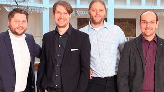 Das Gewinnerteam Turbo-KWK: Dr. Björn Bülten, Dr. Johannes Grob, Ralf Paucker und Martin Daft (v.l.n.r.). (Wirtschaftsförderung Dortmund)