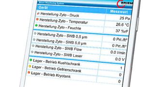 Mit der neuen Briem-App sind Daten des Reinraummonitoring-Systems auch mobil verfügbar. (Briem)