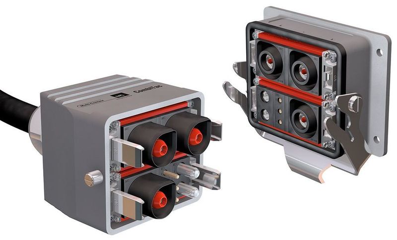 CombiTac mit Hochstromkontakten bis 300 A, integriert in ein DIN-Gehäuse  (Stäubli)