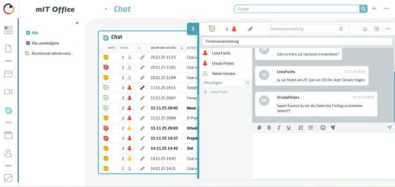 Die Chat-Funktion erlaubt die direkte Zusammenarbeit im Team. (Bild: mitteldeutsche IT GmbH)