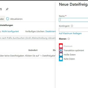 Erstellen einer neuen Dateifreigabe in Azure.(Bild:  Microsoft / Joos)