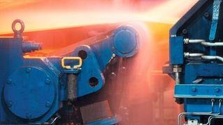 Detailaufnahme der Gießwalzanalge, auf der Thyssen-Krupp Steel Europe unter anderem Scalur fertigt. Bild: TKS (Archiv: Vogel Business Media)