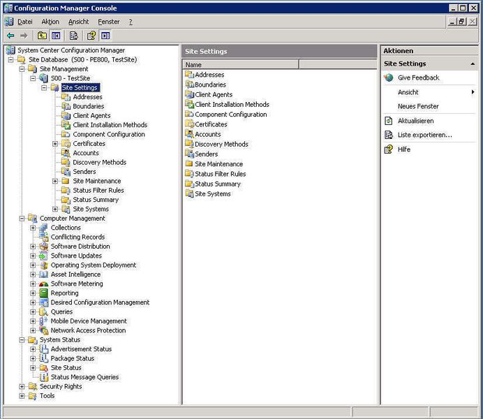 Abbildung 2: In der Configuration Manager-Konsole werden zentral alle Aktionen auf den ermittelten Computern im Netzwerk getätigt. Der neue Knoten „Asset-Intelligence“, der zum Kategorisieren von Software und zum Ermitteln von Hardwarevoraussetzungen verwendet wird, zählt zu den Neuerungen von Service Pack 1. (Archiv: Vogel Business Media)