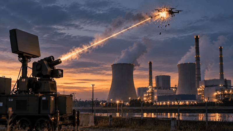 Across Europe, governments are increasingly considering allowing operators of critical civilian infrastructure to take responsibility for actively defending their facilities against hostile drones using military-grade counter-UAV technology.(Graphic:  AI generated)