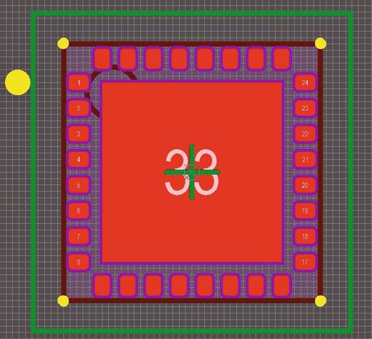 Bild 2: Bauteil-Typ 1 ist ein QFN32 mit zurückgezogenen Anschlussflächen(Bild:  AUBE ELECTRONIC)