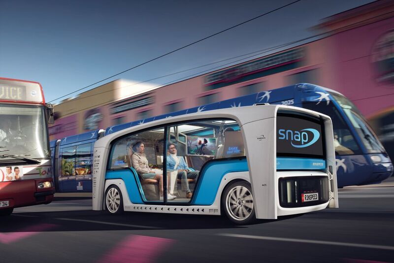 Autonome Elektrofahrzeugplattform für den urbanen Einsatz: Das Intelligent Dynamic Driving Chassis (IDDC) von ZF ist ideal für wegweisende Fahrzeugkonzepte wie den Rinspeed „Snap“. (Rinspeed)