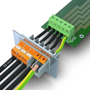 Bild 3: Die MKDSP überträgt bis zu  232 A direkt auf die Leiterplatte. (Bild:  Phenix Contact)