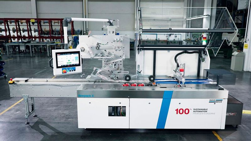 Die horizontale Schlauchbeutelmaschine Flowpack X hat gezeigt, dass die richtige Kombination aus Technik und Vision zu fortschrittlichen Veränderungen führen kann. (Bild:  SEW)