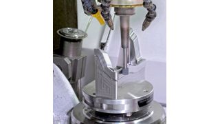 Tool steel die (60 ± 2 HRc) for sheet metal processing machined on a RXP601DSH by 5-axis high-speed milling and jig grinding. (Hurco)