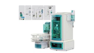 Abb.1: Ionenchromatographiesystem für die Chromatbestimmung mit UV/VIS-Detektor und Autosampler; Schema: Nach Reduktion zu Chrom(III) erfolgt die Derivatisierung zum Farbkomplex. (Bild: Metrohm)