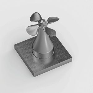 Dieser Mini-Propeller wird auf einer automatisierten Fanuc Robodrill-M von Häberle am Metav-Stand von Solidcam live gefertigt.  