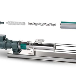 Magnetkupplung + Exzenterschneckenpumpe = Nemo MY. Die speziell für die Handhabung von Schlämmen mit hoher Viskosität entwickelte Magnetkupplungspumpe macht es möglich.(Bild:  Netzsch)