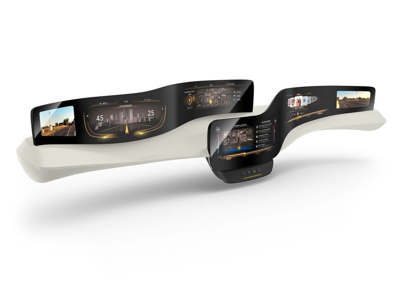 Die Instrumententafel von Continental: Unter der Oberfläche tragen Sensoren, Elektronik und Elektromechanik dazu bei, dass die Bedienelemente bei Bedarf Gestalt annehmen. (Continental)