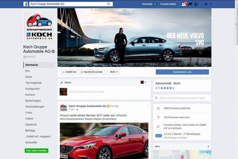 Via Facebook komminziert das Unternehmen intensiv mit seinen Kunden. (Achter)