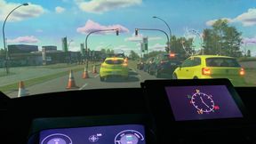 Die Cockpit-Perspektive während einer Testfahrt im Simulator. (Bild: Uccello et al., IEEE OJITS 2026)