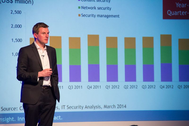 Alastair Edwards (Canalys) präsentierte aktuelle Entwicklungen in der IT-Security. (carlosfierro)