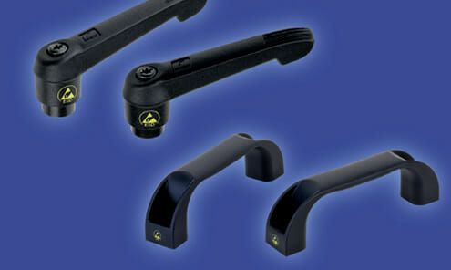 (Die bewährten KIPP-Klemmhebel dürfen als Klassiker im ESD-Sortiment nicht fehlen – genauso wenig wie funktionale Bügelgriffe. Bild: Kipp)