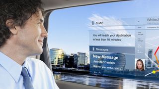 Im Projekt „SmartVIZ“ entwickeln die Projektpartner Visualisierungskonzepte für den Automobil-Innenraum, die auf Mikro-LEDs basieren – zum Beispiel eine hochauflösende Darstellung auf transparentem Hintergrund. (Osram)