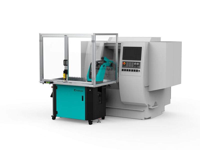 Auf der Motek 2023 zeigt Fruitcore Robotics unter anderem das neueste Solution Kit Machine Tending. Das CE-zertifizierte Automatisierungsmodul für die Maschinenbestückung bietet einen schnellen, flexiblen Einstieg in die Automatisierung, wie es heißt. (Bild: Fruitec Robotics)