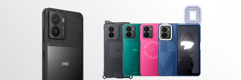 Mit dem Fusion hat HMD ein neues Smartphone vorgestellt, das sich mit verschiedenen Smart Outfits umgestalten lässt.(Bild:  HMD)