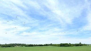 Swarm of UAVs conducting a fully autonomous collaborative swarm mission. (Source: Lockheed Martin)