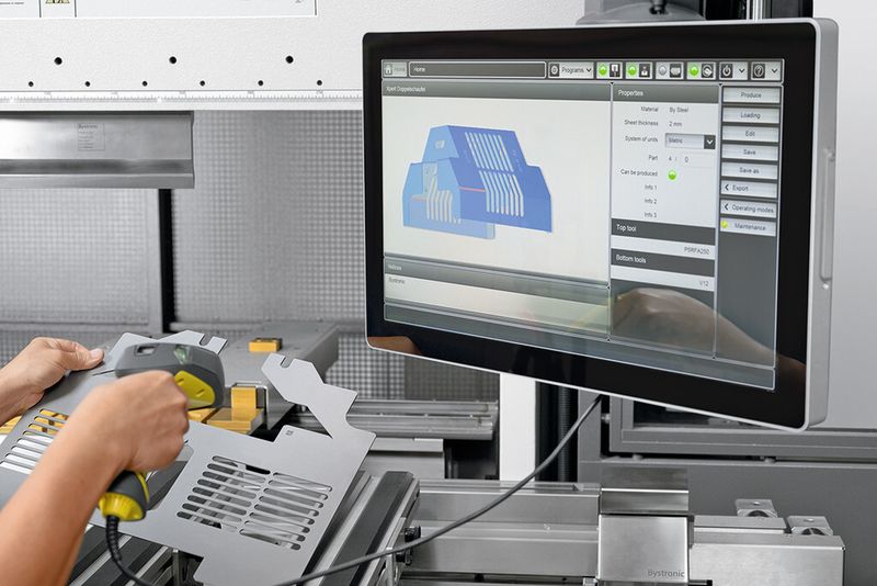 Part ID kennzeichnet Laserteile mit einem Identifikationscode. Das erleichtert die Weiterverarbeitung in Folgeprozessen wie dem Biegen. (Bild: Bystronic)
