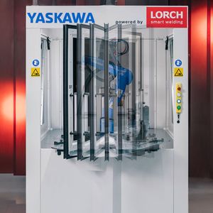 Die Schweißzelle Arcworld RS Mini findet auf nur 2,3 Quadratmetern Platz. Ihr rotierender Drehtisch sorge laut Lorch für einen vergleichsweise hohen Teiledurchsatz. 