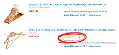 Stichwort „Social Proof“: Was würden Sie eher kaufen? 