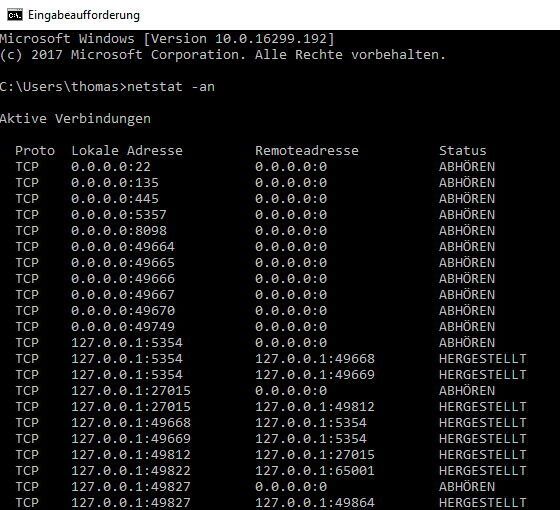 Netstat und Co liefern Informationen zu Netzwerkeinstellungen. (Microsoft / Joos)