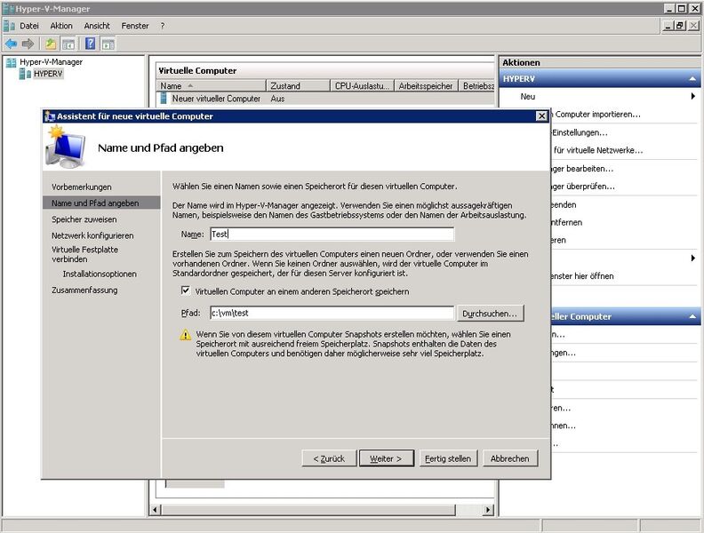 Abbildung 1 - Virtuelle Server lassen sich über Microsoft Hyper-V Server 2008 R2 zur Verfügung stellen. (Archiv: Vogel Business Media)