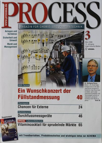 März 2006   Top Themen:  - Ein Wunschkonzert der Füllstandmischung - Chancen für Externe - Durchflussmessgeräte - Vitamilcocktail für sprudelnde Märkte (Bild: PROCESS)