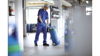 Die neue «Genie»-Gasflasche steht stabil und ist trotzdem leicht transportierbar. (Bild: Pangas)