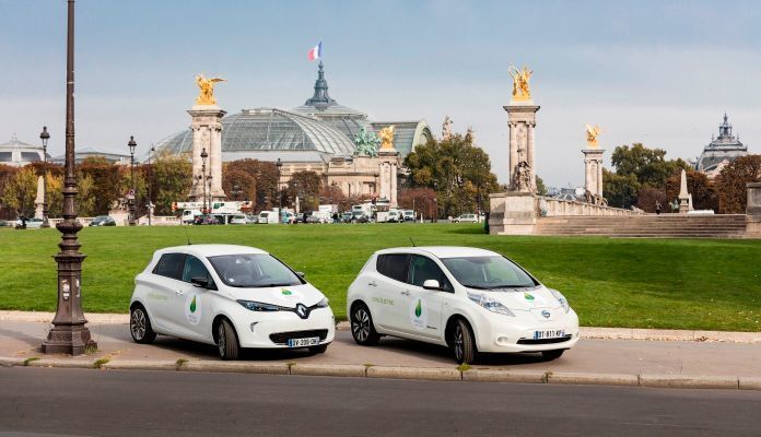 Die rein elektrisch betriebene Renault-Nissan Automobilflotte hat zur UN-Klimakonferenz (COP21) in Paris 175.000 km ohne jegliche CO2-Emissionen im Fahrbetrieb zurückgelegt. (Bild: Renault-Nissan Allianz)