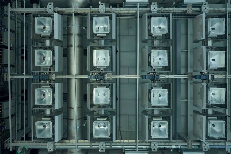 Insgesamt 28 Speziallampen mit jeweils einer Leistung von 4.000 Watt simulieren starke Sonnenstrahlung von bis zu 1.200 W/m2, mittels derer Ingenieure testen können, wie schnell sich der Innenraum abkühlen lässt. (Ford)