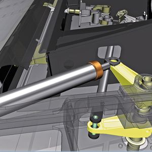 Bild 1: Der komplexe Mechanismus der Landeklappen ist aufgebaut aus Bauteilen unterschiedlichster Herkunft. Dennoch lassen sich Modellierwerkzeuge nutzen und Simulationen durchführen.