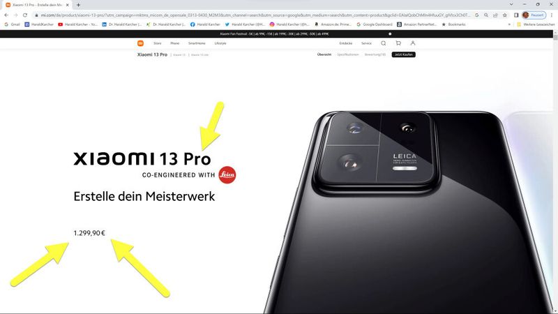 Beim Wi-Fi-7-Smartphone Xiaomi 13 Pro steht die Leica-Kamera voll im Fokus. Es wird offiziell ab 1299,90 Euro beworben. (Bild: Xiaomi)