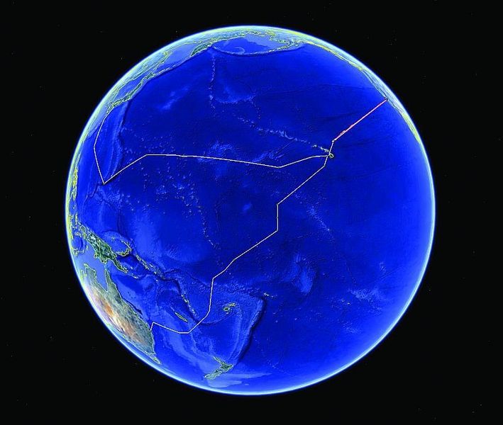Die Routen der Wave Glider auf Google Earth (Liquid Robotics)