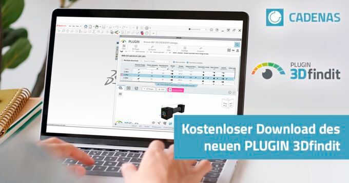 Zum Start ins neue Jahr 2024 vereinfacht Cadenas den Zugriff auf die Teilebibliothek 3Dfindit. Das neue Plug-in bietet als Nachfolger von Parts-4-CAD neben einer verbesserten Performance zahlreiche weitere neue Features. (Bild: Cadenas)