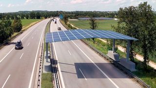 So soll die Photovoltaik-Straßenüberdachung aussehen. (Bild: AIT)