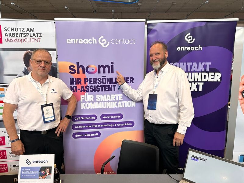 Günther Renner und Sven Veeck (v. r., Enreach) setzen auch auf smarte Kommunikation. (Bild: Vogel IT-Medien GmbH)