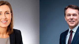 Christina Langfus, Leiterin Vertrieb für Großkunden bei der Telekom Deutschland, und Peter Fenkl, Vorstandsvorsitzender der Ziehl-Abegg SE, im Gespräch mit BigData-Insider. (Bild: Telekom Deutschland und Ziehl-Abegg SE)