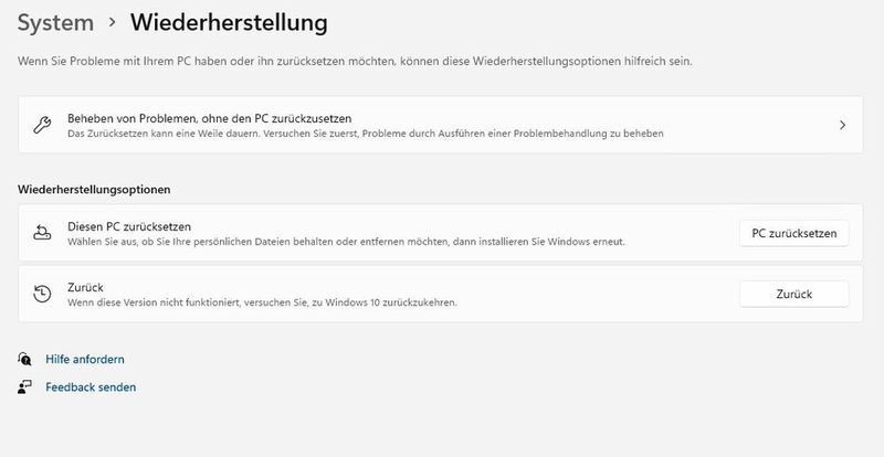 Zurückwechseln zur vorherigen Windows-Version in Windows 11. (Joos)