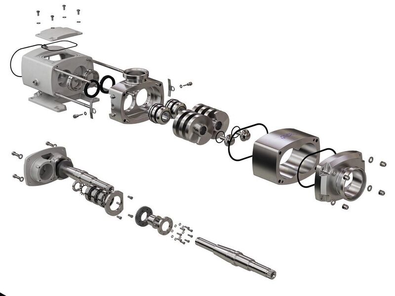 Die Alfa Laval Twin Screw verfügt über ein robustes Edelstahlgetriebe. Zwischen den Lagern sorgen Steuerräder für einen optimalen Abstand und die gleichmäßige Belastung der Wellenbaugruppe. (Alfa LAval)