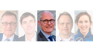 Die Keynote-Speaker Prof. Dr.-Ing. Wilhelm Bauer, Prof. Dr. Marco Gercke, Dr. Klaus Höffgen, Pascal Matzke und Dr. Suzanna Randall [v.l.n.r] des Enterprise Workspace Summits im Portrait. Heute: der Chief Digital Officer Dr. Klaus-Uwe Höffgen. (VIT)