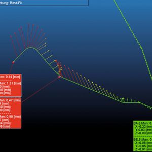 Bild 1: Der Soll-Ist-Vergleich ermöglicht eine genau Analyse und Lokalisierung der Biegefehler.