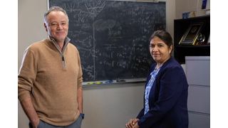 Distinguished Professor Laurent Bellaiche and research consultant Kinnary Patel of the Department of Physics. (Source: University of Arkansas/ Russell Cothren)
